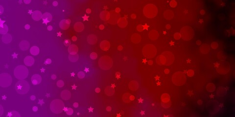 Light Pink, Yellow vector texture with circles, stars.