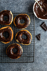 Freshly baked homemade chocolate donut