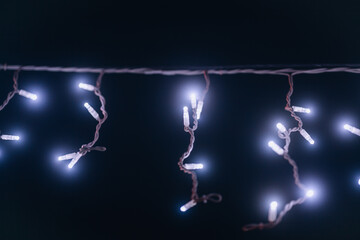 Christmas garland. White LED garland. Christmas decoration