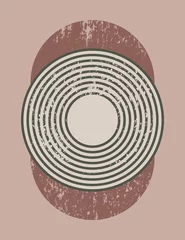 Abwaschbare Fototapete Melone Abstrakter Kunsthintergrund in einem trendigen Minimalstil mit einfachen Formen-Kreisen und Streifen. Vektorzeitgenössische Boho-Illustration für Wandkunst, T-Shirt-Druck, Cover, Banner, für soziale Medien