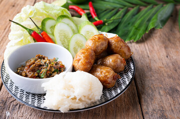 Thai Sausage , East-style sausages, grilled sausages , Street food in Thailand