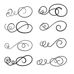 vintage swirl hand draw calligraphic vector set