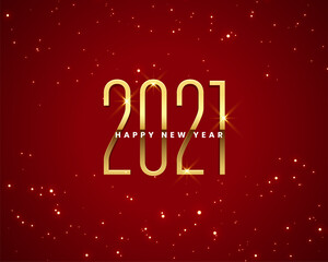 2021 red happy new year sparkles golden banner design