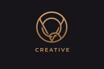 Abstract initial letter Q and V logo,usable for branding and business logos, Flat Logo Design Template, vector illustration