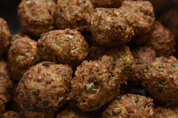 PILE OF INDIAN CHINESE DRY and crispy GOBI MANCHURIAN BALLS for cooking in gravy