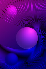 Neon spheres and lines form the  background of the future technology poster.