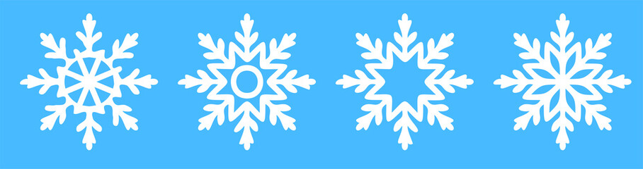 Fototapeta na wymiar snowflake icons on blue. Winter weather. Winter weather forecast. Vector