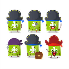 Cartoon character of toys block one with various pirates emoticons