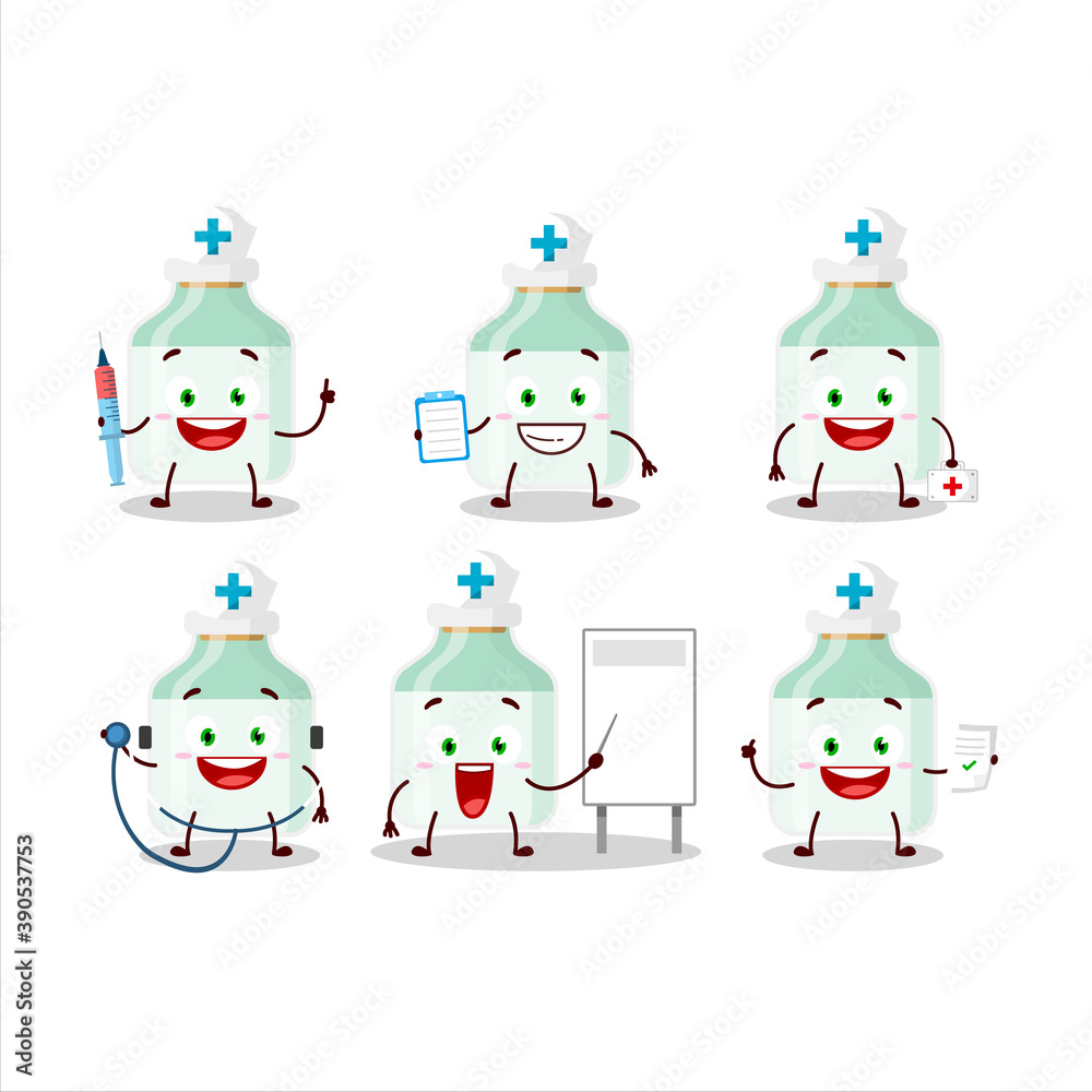 Canvas Prints Doctor profession emoticon with white baby milk bottle cartoon character