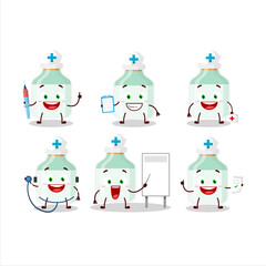 Doctor profession emoticon with white baby milk bottle cartoon character