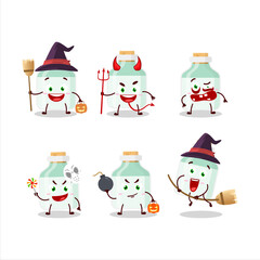 Halloween expression emoticons with cartoon character of white baby milk bottle