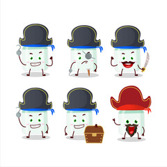 Cartoon character of white baby milk bottle with various pirates emoticons