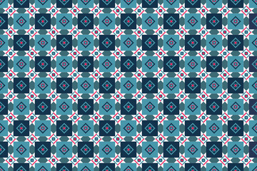 Abstract geometric pattern seamless, vector circle, triangle and square lines art design. Ocean blue and pink color pattern background. Idea for paper, cover, fabric, interior decor and other users.