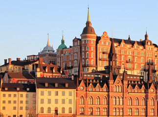 Fototapeta premium Stockholm's skyline architecture in late afternoon, Sweden