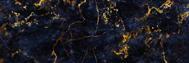 Blauer Marmor-Texturhintergrund mit goldenen Adern, italienische Marmorplatte mit hoher Auflösung, Nahaufnahme-Oberflächen-Grunge-Stein-Textur, polierter Naturgranit-Marbel für keramische digitale Wandfliesen. © Michael Benjamin