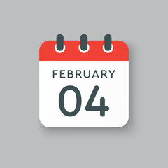 Icon day date 4 February, template calendar page