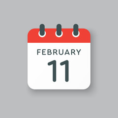 Icon day date 11 February, template calendar page