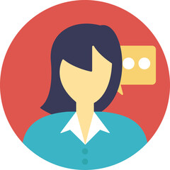 
Speech bubble, flat icon talking girl 
