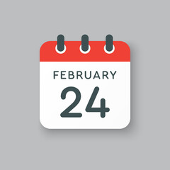 Fototapeta premium Icon day date 24 February, template calendar page