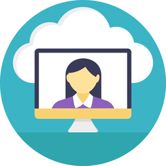 
A monitor screen with a woman avatar presenting concept of video calling
