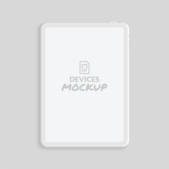 Minimal clay render tablet mockup with blank screen