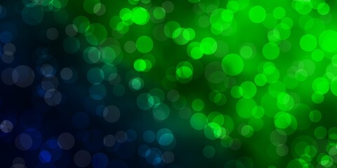 Dark Green vector backdrop with dots.