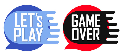 Let’s Play, Game over, banners design template, vector illustration