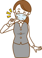 マスク着用を促している女性のイメージイラスト