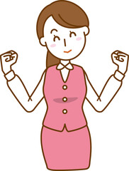 オフィスレディーのイメージイラスト（頑張るポーズ）