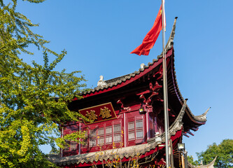 Bell Tower in ancient Jiming (Rooster Crowing) Temple, Nanjing, Jiangsu, China. Existing temple was condtructed in Ming dynasty in late 14th CE. 