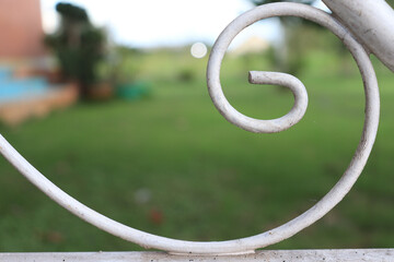curve of white garden chair steel
