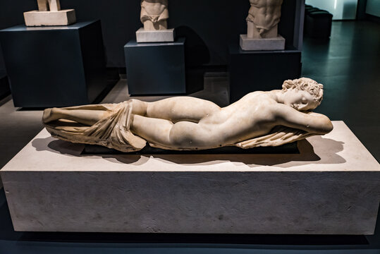 ROME, ITALY - JUNE 14, 2019: Sleeping Hermaphroditus in the National Roman Museum in Rome., Italy.