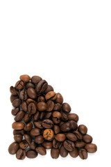 Fresh Coffee Beans from Above Close Up on a White Background