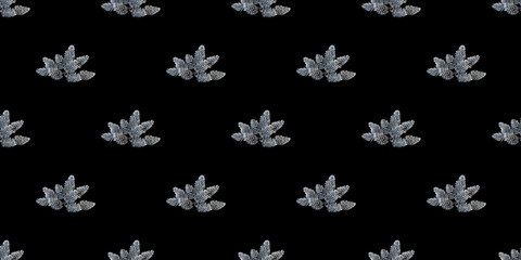 Beautiful New Year's seamless pattern with silver branch