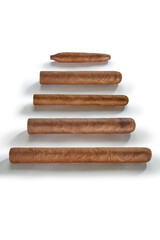 close up view of different Cuban cigars on white back for cut out. 