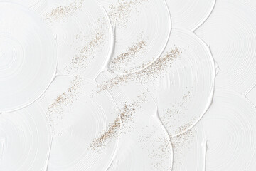 White curve brush stroke texture with gold glitter background