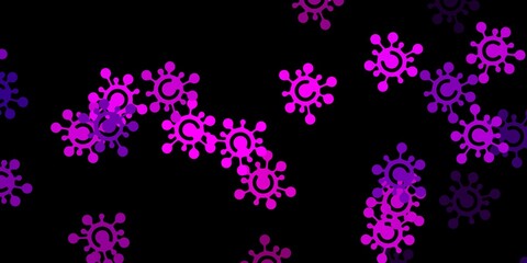 Dark purple vector pattern with coronavirus elements.