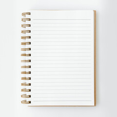 Blank ruled notebook on a white table