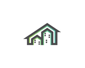 Fototapeta na wymiar Modern property logo template. Creative real estate design logo