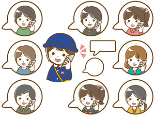 色々な相手と電話で話す幼稚園男児