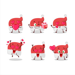 Red santa hat cartoon character with love cute emoticon