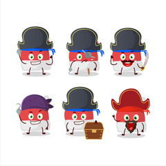 Cartoon character of red santa hat with various pirates emoticons