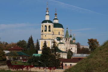 Fototapeta na wymiar Orthodox church in old Russian town