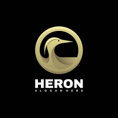 Vector Logo Illustration Heron Gradient Colorful Style.