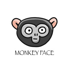 Funny monkey face. Sketch for your design. Childish style