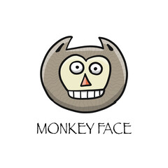 Funny monkey face. Sketch for your design. Childish style