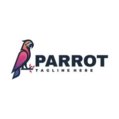 Vector Logo Illustration Parrot Gradient Line Art Style.