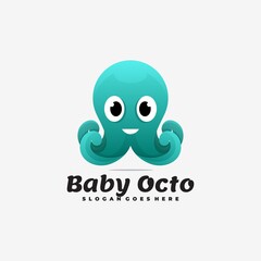 Vector Logo Illustration Baby Octopus Gradient Colorful Style.