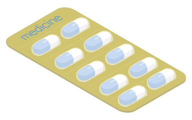 ワンシート分のカプセルイラスト　アイソメトリック