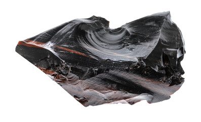macro photography of sample of natural mineral from geological collection - unpolished Obsidian...